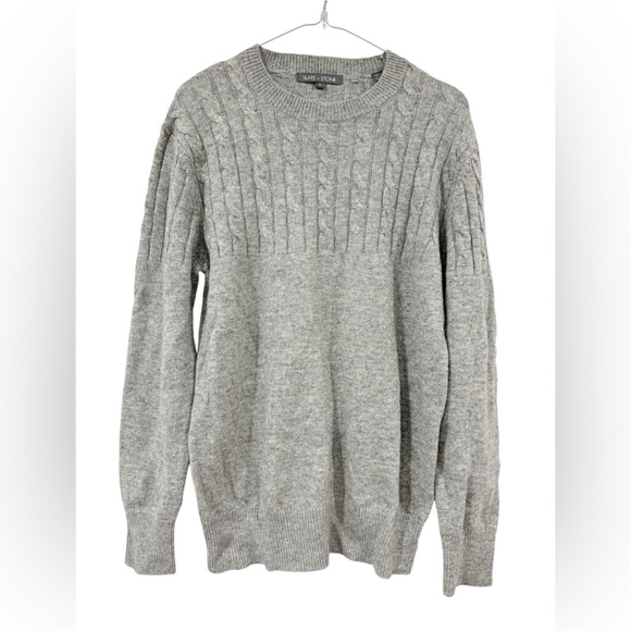 Slate & Stone Other - Slate & Stone Gray Wool Cable Knit Crew Sweater M